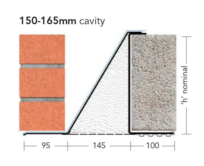 L5/XHD 150 (XCFS/K-150) – Extra Heavy Duty Galv Steel Cavity Lintel (suitable for 150-165MM cavity)