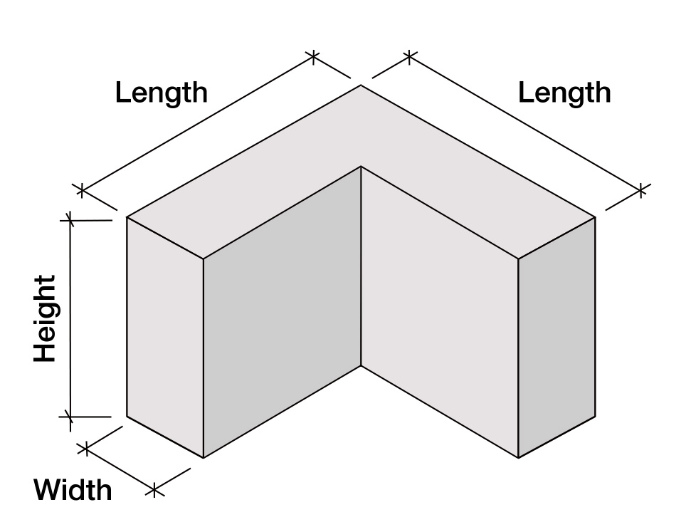 Padstone – Corner 330/330 X 100 X 215mm