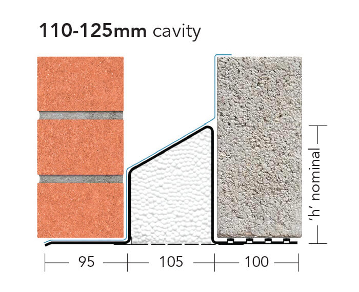 L1/S 110 (S/K-110)- Standard Duty Galv Steel Cavity Lintel (suitable for 110-125MM cavity)