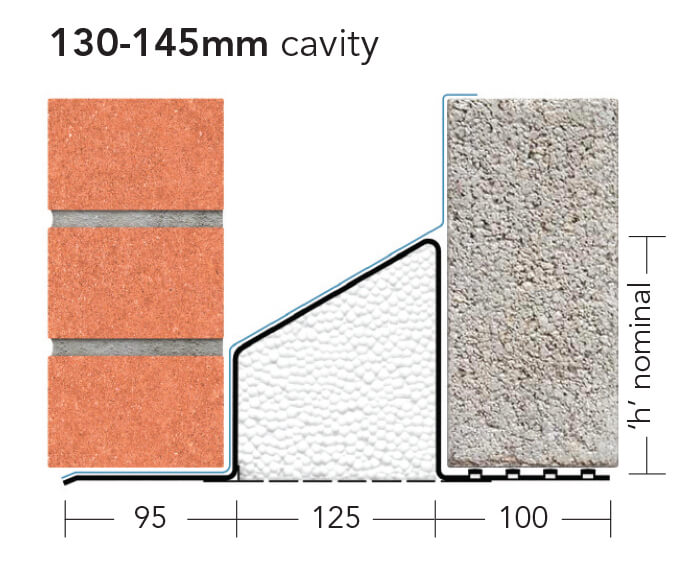L1/S 130 (S/K-130) – Standard Duty Galv Steel Cavity Lintel (suitable for 130-145MM cavity)