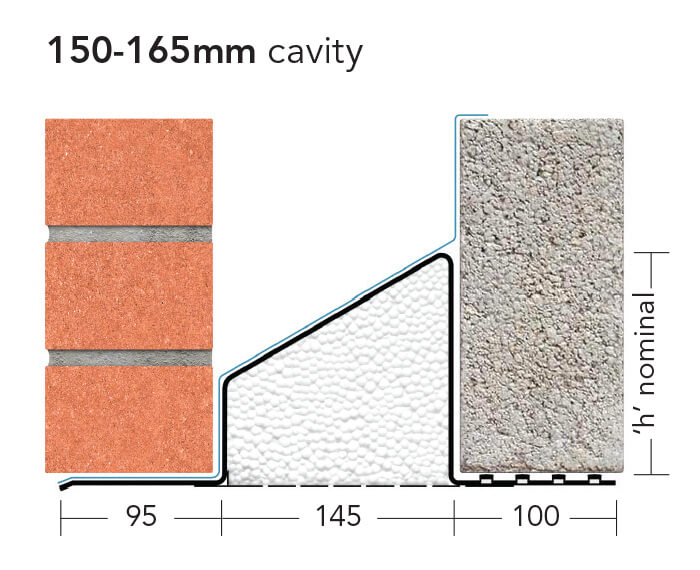 L1/S 150 (S/K-150) – Standard Duty Galv Steel Cavity Lintel (suitable for 150-165MM cavity)